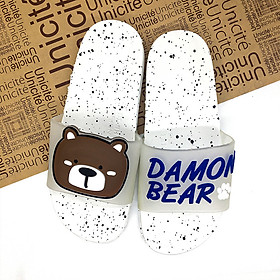 15T042-Dép cao su quai ngang mang trong nhà nam nữ chống trơn trượt hình chú gấu Damon Bear đi chơi đi học siêu êm chân, siêu dễ thương
