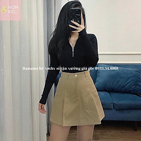 Quần đùi giả váy nữ chất kaki cạp cao lưng thun siêu đẹp thời trang Banamo fashion quần giả váy 699