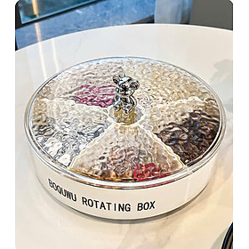 Khay Đựng Bánh Kẹo Mứt Tết 6 Ngăn Xoay 360° Nắp Trong Suốt – Hộp Đựng Kẹo Quay Tròn Decor Gấu Cao Cấp - HÀNG CHÍNH HÃNG MINIIN