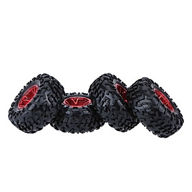 4PCS/Set 1/10 Monster Truck Tire Tyres For Traxxas HSP Tamiya HPI Kyosho RC Model Car - Black & Amp; Red
