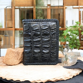 Bóp Nam Dáng Đứng Da Đuôi Cá Sấu 2 Mặt. ĐAN VIỀN THỦ CÔNG RẤT ĐẸP