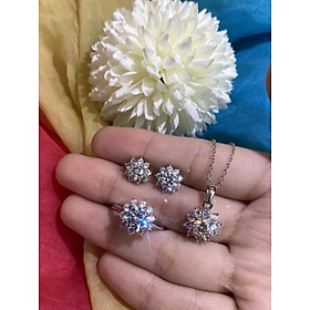 Bộ trang sức Bạc 925 xi Kim viên chủ Kim Cương nhân tạo Moissanite hạt 0.5-1.0 carat (5.0-6.5mm) -  S10.1.7.7