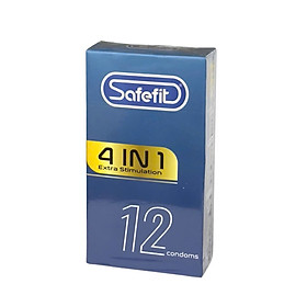 Bao cao su Safefit 4in1 siêu mỏng, gân gai nổi, kéo dài thời gian QH, size 49mm