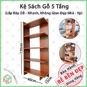 (Nội Thất Đẹp) Kệ Sách Gỗ 5 Tầng Đa Năng Thiết Kế Thông Minh - Không Gian Đẹp Cho Nhà - Văn Phòng - KLM-KG5TT