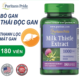 Bổ gan Puritan's Pride Milk Thistle Extract Mỹ hỗ trợ giúp gan khỏe hơn, tăng sức đề kháng, hỗ trợ giải độc gan, giảm mụn - QuaTangMe Extaste  - 1000mg-180viên/hộp