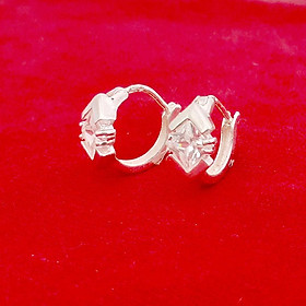 Bông tai bạc nữ Bạc Quang Thản đeo sát tai gắn đá nhân tạo chất liệu bạc thật không xi mạ – QTBT35a