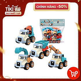 Đồ chơi lắp ghép xe công trình KAVY gồm 4 xe kèm...