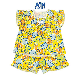 Bộ quần áo Ngắn bé gái họa tiết Chữ Cute Vàng cotton - AICDBGX4HZNX - AIN Closet