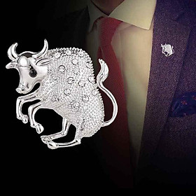 2-3pack Women Men Silver Tone Crystal Animal Cow Brooch Pin Party Custome