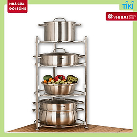 Hình ảnh Kệ Góc Nhà Bếp Khung Tròn INOX Cao Cấp Kệ Để Nồi Đa Năng Tiết Kiệm Không Gian VANDO, Kệ Để Xoong Nồi Đa Năng Nhà Bếp