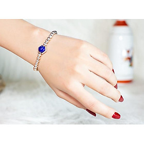 Vòng tay phong thủy đá Lapis (Ngọc lưu ly) thiên nhiên mix bạc 925 cho mạng Thủy Mộc, món quà trang sức phong thủy ý nghĩa may mắn tài lộc VT013