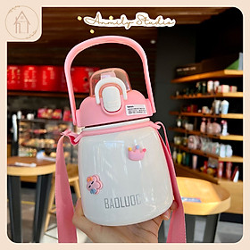 Mua Bình Giữ Nhiệt Cute ANMILY Chất Lượng Cao Dung Tích 650ml Dễ Thương Có Ống Hút Kèm Theo  Tặng Sticker 2D  3D