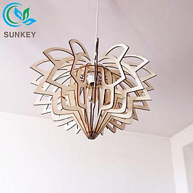 Mua Đèn Trang Trí Thả Trần Hoa Sen - Đường Kính 44cm - Chất Liệu Gỗ Plywood