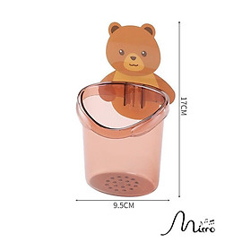 Cốc gấu nâu đựng bàn chải dán tường trong nhà tắm 2 màu 9.5cm*17cm