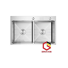 CHẬU RỬA BÁT, CHÉN INOX 2 HỐ CÂN GRBC7245C 