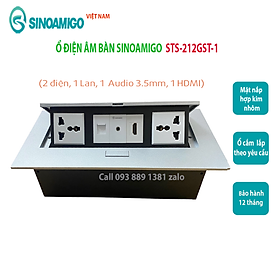 Hộp điện âm bàn văn phòng đa chức năng Sinoamigo STS-212GST-1 (điện, mạng, thoại, hdmi, vga, usb, audio, micro) - Hàng nhập khẩu chính hãng, Full thuế VAT