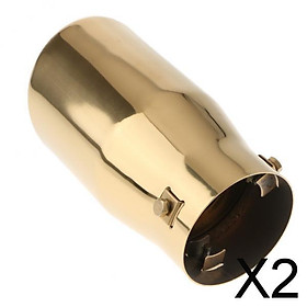 2x76mm Stainless Steel Car Exhaust Pipe Tail Muffler Silencer Gold