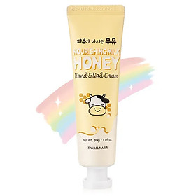 Kem dưỡng da tay và móng KWAILNARA Hàn Quốc cấp ẩm, dưỡng mềm da 30gr - Đào, Mật ong, Hyaluronic