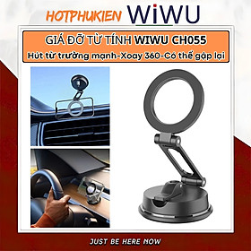 Giá đỡ điện thoại từ tính nam châm hút chân không xoay 360 độ ô tô, bàn làm việc, phòng tắm hiệu WIWU CH055 Cho iPhone cho Samsung điện thoại - Hàng nhập khẩu