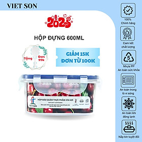 Hộp Đựng Thực Phẩm VIETSON 600ml Nắp Khóa 4 Cạnh Kín Hơi