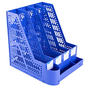 Guangbo (GuangBo) thick quadruple file frame / data frame with pen holder / office supplies blue WJK9267-L
