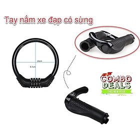 Mua Combo Tay Nắm Cao Su Xe Đạp Có Sừng và khóa chống chộm xe đạp 4 số đổi mã
