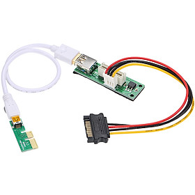 Mini USB Cable and SATA Cable PCI-E X1 Extension Cable PCIE 1X Expansion Riser Card 90°Right Angle