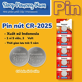 5 Viên Pin CR2025 3V Panasonic Lithium made in Indonesia - Hàng chính hãng