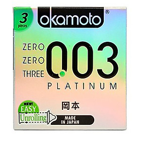 Bao Cao Su Okamoto 0.03 Platinum (Hộp 3 Gói)