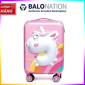 Vali Kéo Nhựa Cho Bé Gái BEDDYBEAR In Hình Dập Nổi 3D Kỳ Lân Unicorn Size Xách Tay 17 inch BJX-LV-001-KYLAN - Hành Chính Hãng