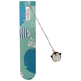 Bookmark Kẹp Sách Kim Loại Phối Charm Hình Chim Cánh Cụt
