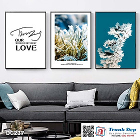 Bộ 3 tranh canvas treo tường Decor Tranh quotes tone xanh - DC237