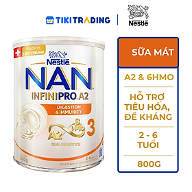 Sữa bột NAN INFINIPRO A2 3 với công thức đầu tiên chứa đạm A2, 6HMO & Lợi khuẩn kép nhập khẩu Thụy Sĩ - Hộp 800g (2 - 6 tuổi)