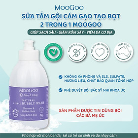 Sữa Tắm Gội Tự Nhiên Từ Cám Gạo Tạo Bọt Cho Bé 2 Trong 1 - MooGoo