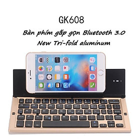 Bàn phím gấp gọn Bluetooth 3.0 New Tri-fold aluminum (Silver Black) - Home and Garden