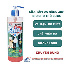 Sữa Tắm Đặc Trị Ve Rận Bọ Chét Ghẻ & Nấm Da Dưỡng Da Mượt Lông Khử Mùi Hôi Cho Chó Mèo BIO SKIN 450ml - YonaPetshop