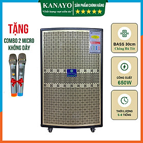 Mua Loa Kéo Karaoke KANAYO K-TP306 Giá Rẻ Công Suất Lớn 650 watt | Loa Kẹo Kéo 3 Tấc | Hàng Chính Hãng | Tặng kèm 2 micro hát karaoke