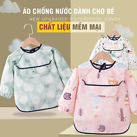 Áo Yếm Ăn Có Máng Chống Nước Dành Cho Bé Nhiều Mẫu Nhiều Màu Đáng Yêu Giá Rẻ Giao Màu Ngẫu Nhiên Freesize có dây rút chỉnh