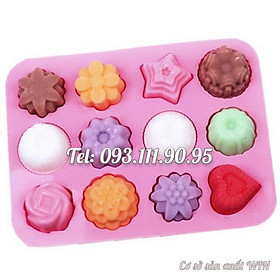 Mua Khuôn silicon làm bánh  rau câu  socola 12 hoa tổng hợp - Mã số 1096
