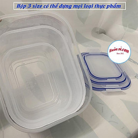 Bộ 3 hộp đựng thực phẩm thức ăn Việt Nhật có khóa chắc chắn an toàn tiện lợi