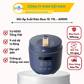 Nồi Áp Suất Điện Đa Năng 5L Bear Nồi Hầm Xương, Hầm Gà, Nấu Cháo YLB-A50M1 - Hàng Chính Hãng Bảo hành 18 Tháng