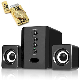 Mua Combo Bộ 3 Loa Máy Tính USB D-202 + Hộp Quẹt Bật Lửa Khò Kiêm Đồng Hồ Cầm Tay (Màu Ngẫu Nhiên)