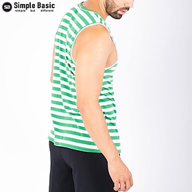 Áo thun ba lỗ nam Simple & Basic, thun co giãn, mềm mại, thoáng mát, màu sọc