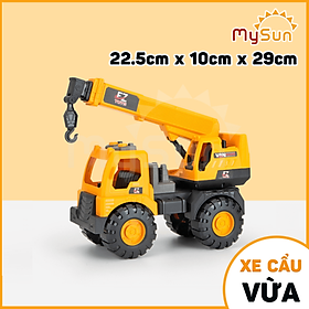 Bộ xe công trình đồ chơi cho bé mô hình xe ô tô cần cẩu máy xúc múc xe ben cở cát xe bồn trộn bê tông đồ chơi