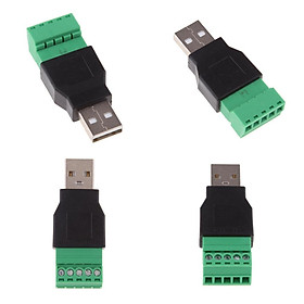 4x USB 2.0 Type A Male to 5 Pin Screw  Terminal Adapter Connector