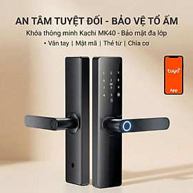 Khóa Cửa Thông Minh Kachi MK40 – Mở Khóa App Tuya + Vân tay + Chìa khóa + Thẻ từ + Mã số - hàng chính hãng - MK40 cửa thường