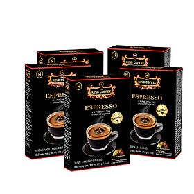 Hình ảnh Combo 5 Cà Phê Đen Hòa Tan Espresso KING COFFEE - Hộp 15 gói x 2.5g