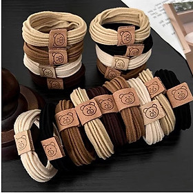 Chun Buộc Tóc Nữ Hình Gấu Set Dây Cột Tóc Nữ Tính Đáng Yêu Nhiều Màu