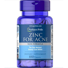 Hỗ trợ trị mụn Zinc For Acne Skin Formula Puritan's Pride Mỹ - Làm đẹp, Tăng sức đề kháng - Massel Official  - 100v