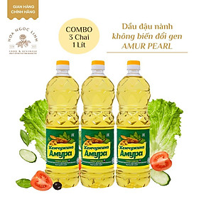 Combo 3 Chai Dầu đậu nành không biến đổi Gen Amur Pearl loại 1L x 3 chai